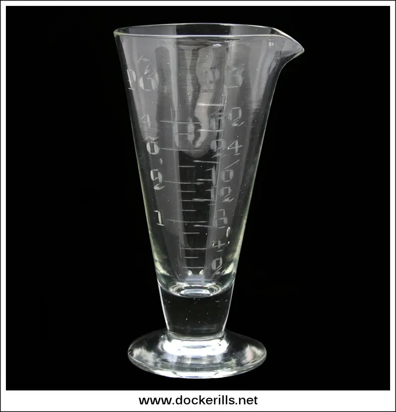 Victorian Hand-Blown Engraved Apothecary Measure – Tapered Design, 5¾ Inches Tall 1