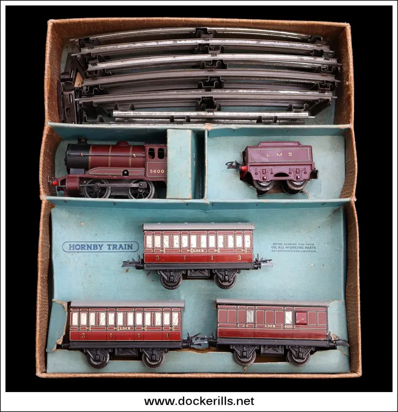 Vintage Hornby 'O' Gauge Lms Passenger Train Set – Meccano Tin Plate Railway Toy, Boxed 1