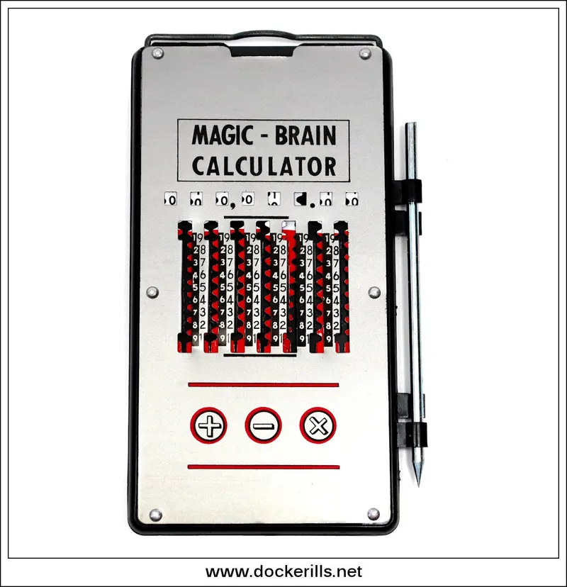 Vintage 'Magic Brain' Mechanical Calculator – Original Black Packaging, Made In Japan 1