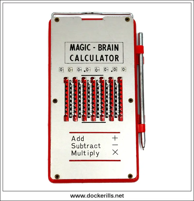 Vintage 'Magic Brain' Mechanical Calculator – Original Red Packaging, Japanese Manufacture 1