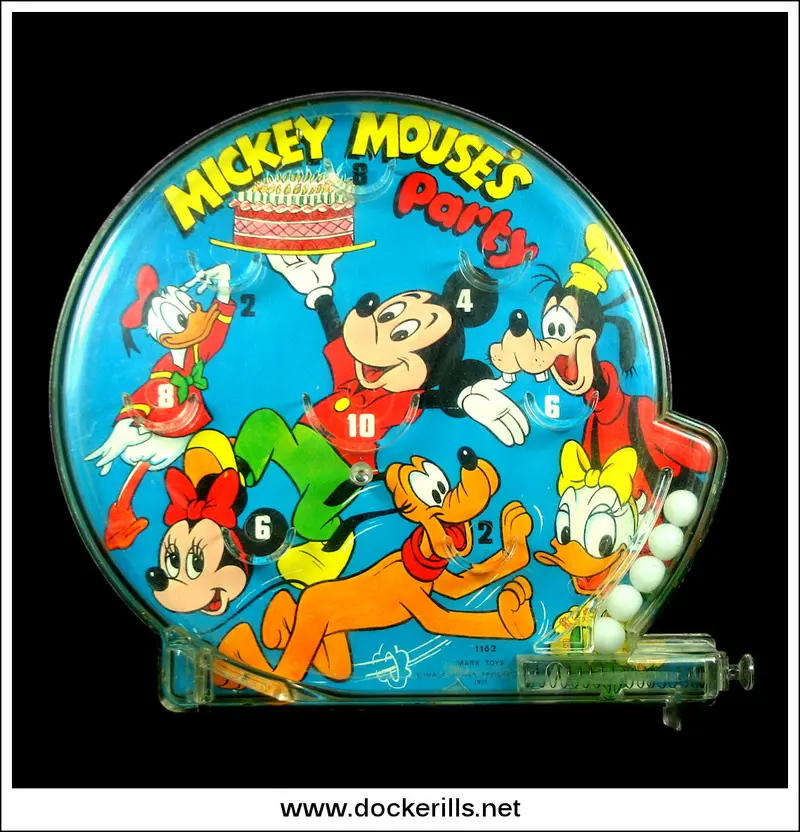 Vintage Marx Mickey Mouse Bagatelle Game – Tin-Plate Board, Uk-Made, 1977 (Model 1162) 1