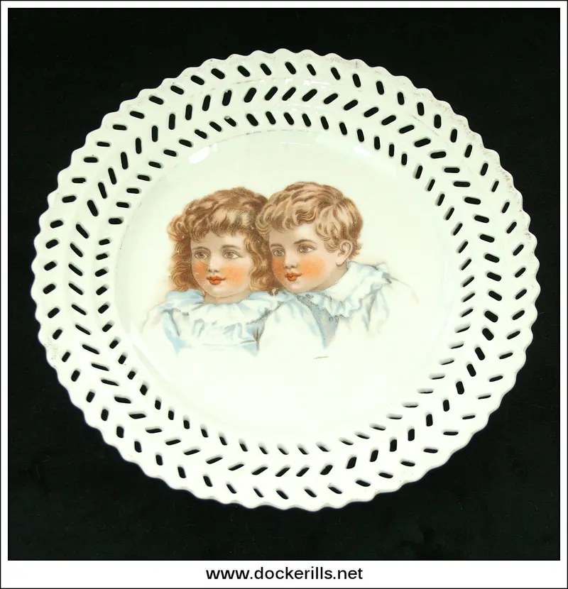 Vintage Pierced Porcelain Wall Plaque – Two-Child Scene, Unmarked 1