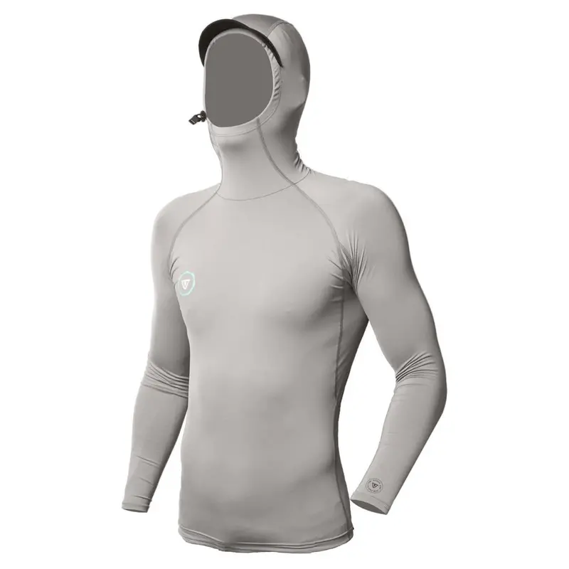 Vissla Warm Seas Eco Rash Vest – Hooded Lycra Sun & Chafe Protection (Grey) 1