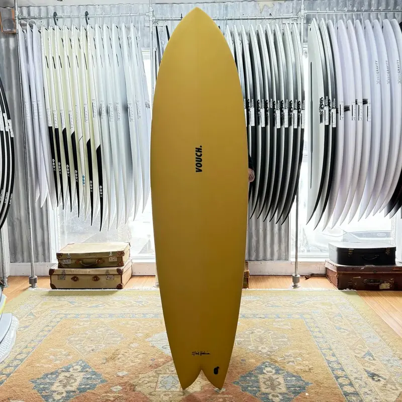 Vouch Mid Vish Surfboard – 6'8" Inca Gold Finish 1