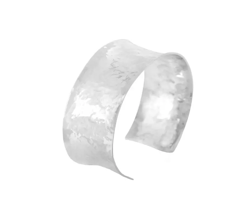 Wide Hammered Gold Cuff Bracelet 1