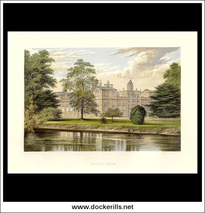 Wilton House Estate Print – 1880 Chromoxylograph From Wiltshire, England 1