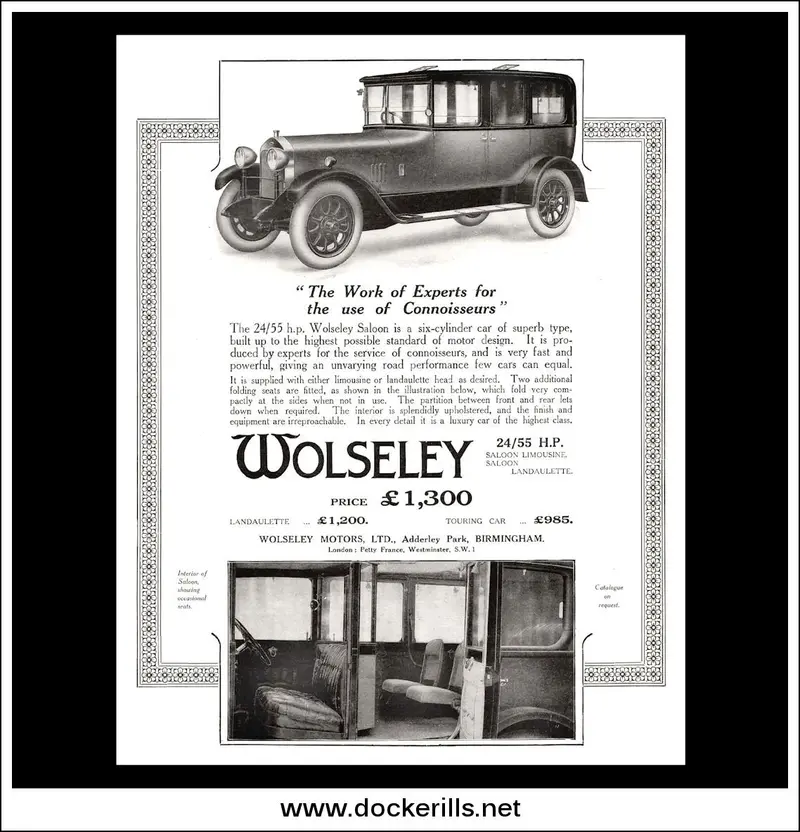 Wolseley 24/55 Hp Limousine And Landau Advertisement, August 11, 1926 1