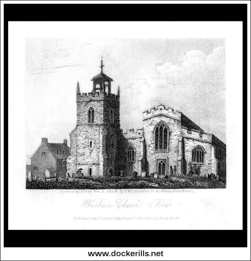 Wooburn Church In Bedfordshire: Early 19Th-Century Copperplate Print (1818) 1
