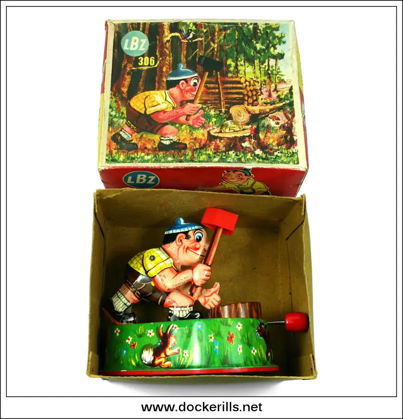 Woodcutter-Themed Tin Money Bank – Lbz, West Germany 1