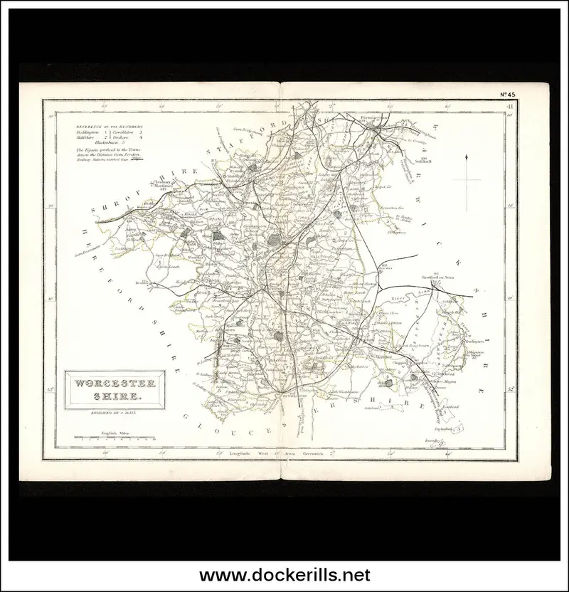 Worcestershire Map By S. Hall – 1833 Detailed Steel-Engraved County Map 1