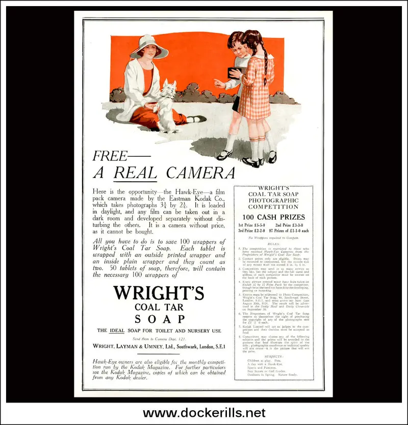 Wright'S Coal Tar Soap Promotional Ad With Kodak Hawk-Eye Camera – May 1924 1