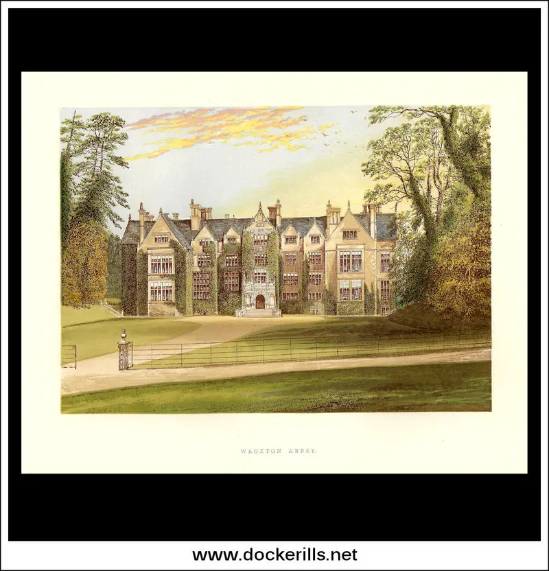 Wroxton Abbey, Oxfordshire: Jacobean Manor Chromoxylograph, England, 1880 1