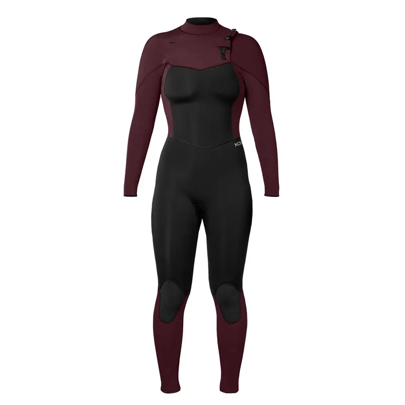 Xcel Women'S Comp 4/3Mm Chest-Zip Wetsuit – Black & Wine (2025) 1