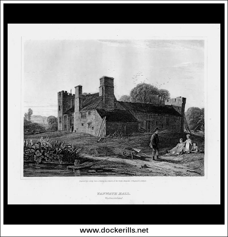 Yanwath Hall, Westmorland – 1814 Copper-Engraved Antiquarian Print 1