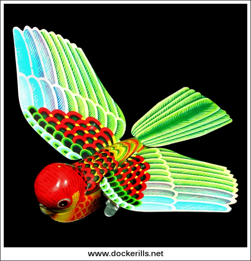 Yoneya Flapping Love Bird – Vintage Japanese Wind-Up Tin Novelty, Model 2074 1