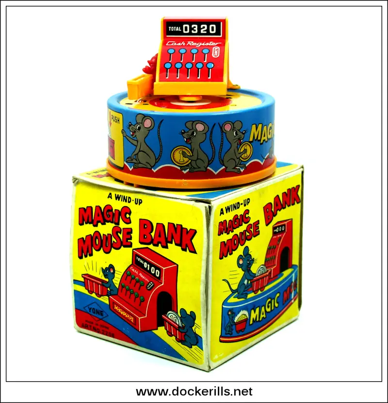Yoneya Magic Mouse Bank No. 2208 – Wind-Up Tin Plate Novelty Money Box 1